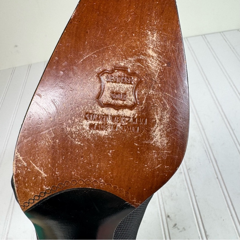 Stuart Weitzman Black Fabric Block Heeled Pumps - image 7